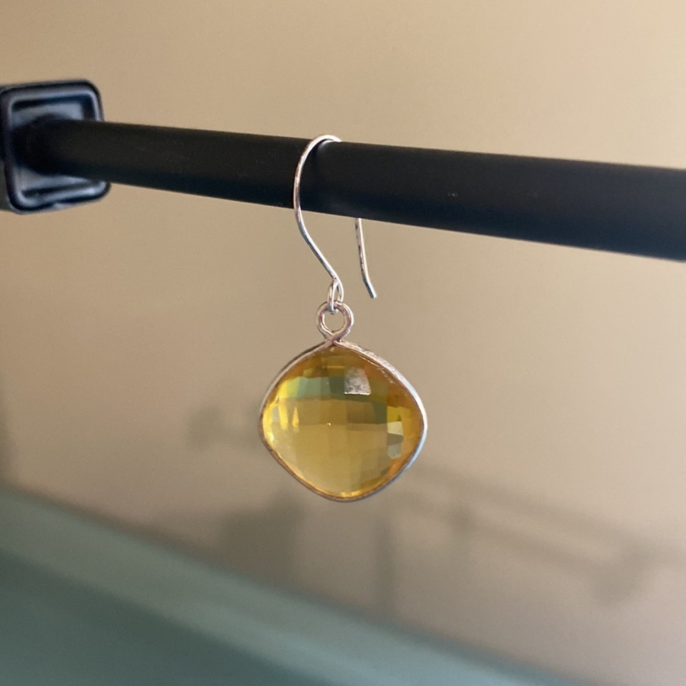 NEW 925 STERLING SILVER and Authentic Citrine Drop Earrings - Picture 4 of 6